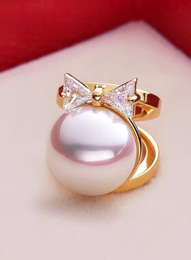 珍珠打结扣丝带丝巾女士高级感衣服扣环飘带衬衫固定蝴蝶结装饰女