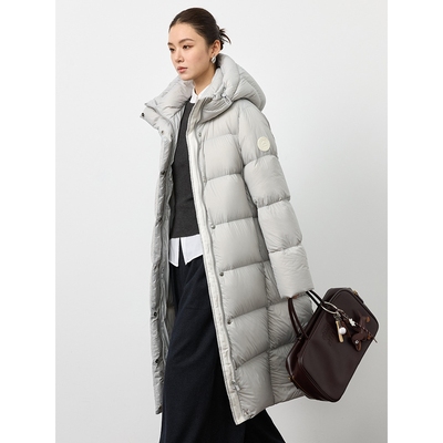 声雨竹白鹅绒2025冬新款韩版修身加厚过膝加长款羽绒服女显瘦保暖