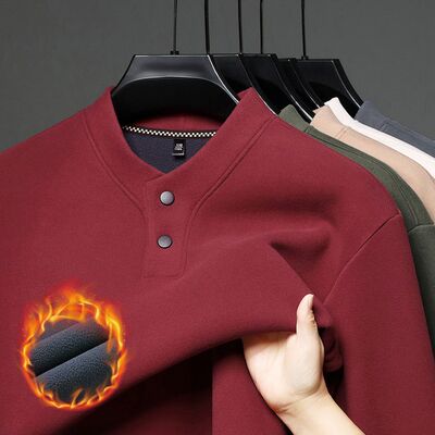 加绒加厚圆领卫衣男士秋冬季新款时尚休闲百搭德绒保暖打底衫上衣