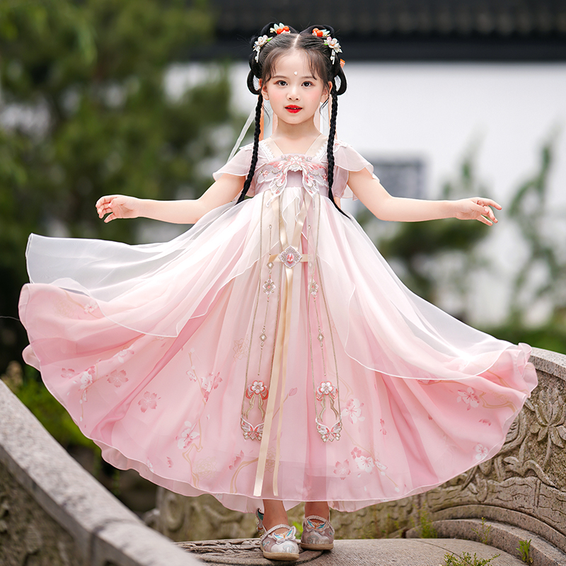 公主裙女童汉服古风2025夏季新款儿童短袖超仙连衣裙甜美夏装宝宝
