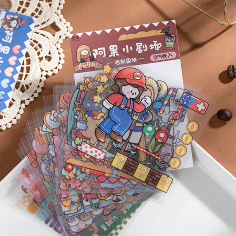 阿果小剧场pet贴纸 语闲卡通人物cos手账装饰贴画可爱防水手机贴