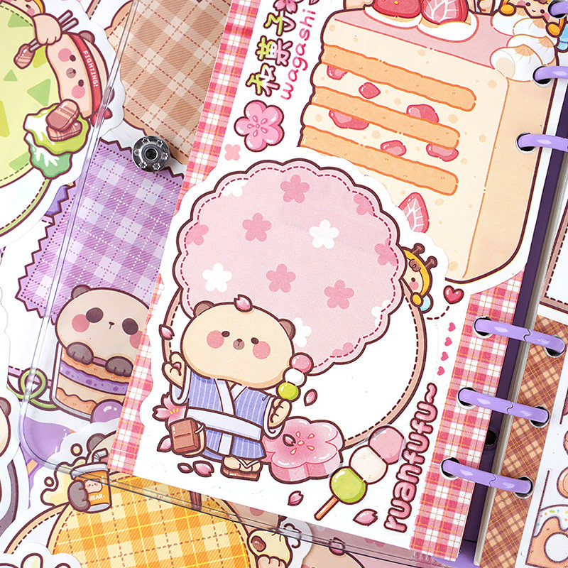 XIAOMOCHI 신제품 우유 커버 곰 특별한 모양의 스티커 메모 세트 메모 용지 소금 시리즈 INS 손 계정 장식 콜라주 소재