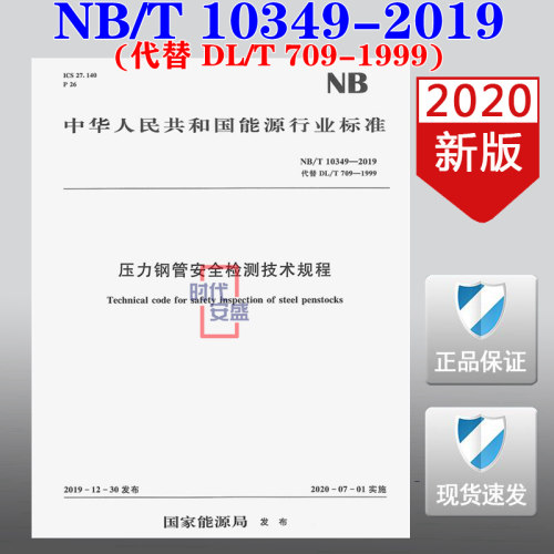 【2020正版现货】 NB/T 10349-2019 压力钢管安全检测技术规程 (代替DL/T709-1999) 10349  压力钢管 DL 709 压力钢管安全检测