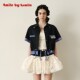 KSMILE 贝壳海军miu系藏青色拼格纹衬衫 4MILE 短裙学院套装