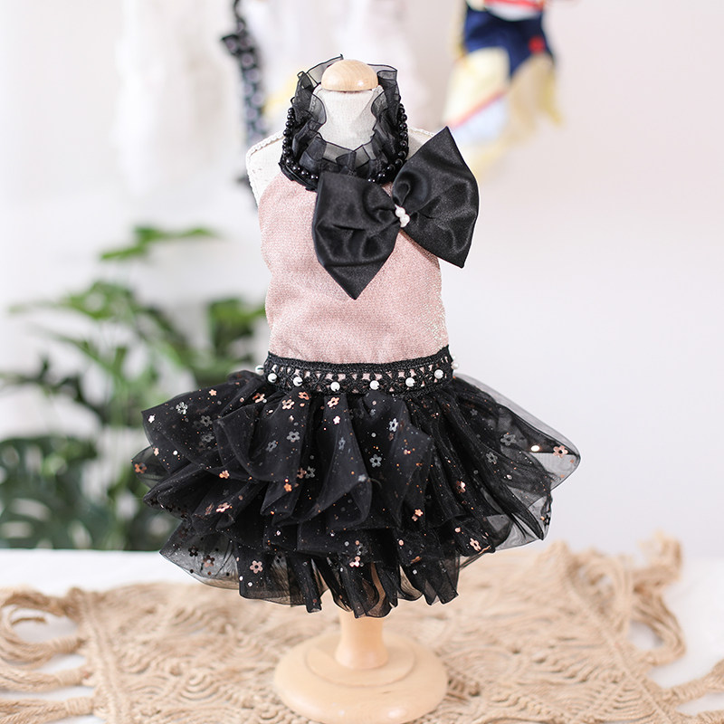 美术馆系列裸粉色小香风蓬蓬裙宠物礼服猫狗连衣裙小型犬手工定制