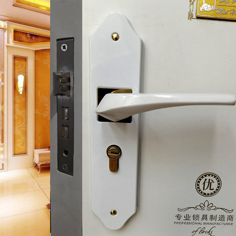 房门锁室内卧室实木门锁简约黑色门锁室内简约锁具家用静音把手