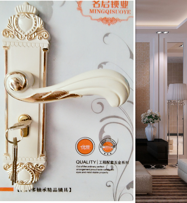 象牙白室内门锁锁具实木木门锁卧室门锁房间静音型欧式房门锁批发