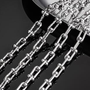 钛钢螺纹马蹄链饰品链条diy项链手链精美满天星U型链条装 饰配链子