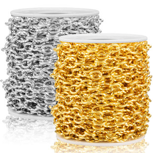 饰时尚 扭花项链手链男女装 搭配链 DIY个性 钛钢麻花十字链金色链条