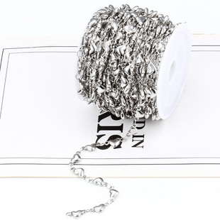 钛钢横向心形链饰品链条diy项链手链毛衣链爱心时尚 流苏手工配饰