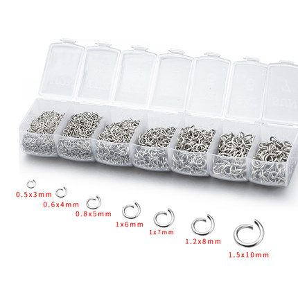 钛钢开口圈3-10mm套装连接圈盒装 diy项链手链耳环耳钉饰品配件料
