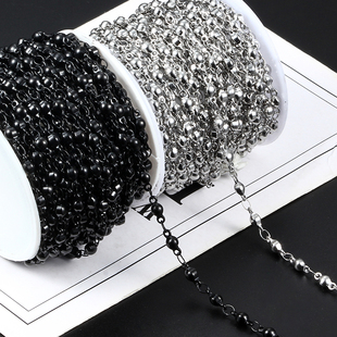 新款 轻奢潮人搭配饰 钛钢闭扣灯笼链黑色饰品链条diy项链手链时尚