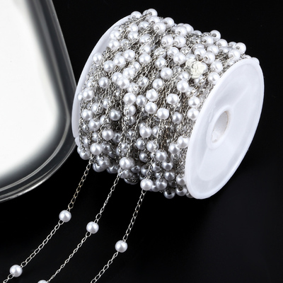 钛钢间隔珍珠链条diy饰品挂件