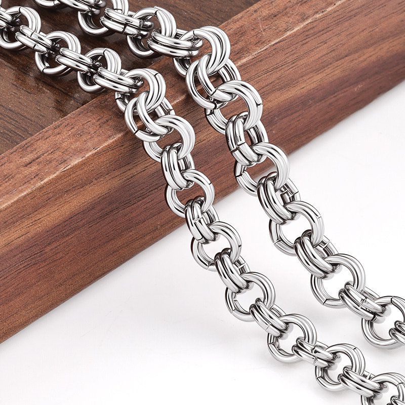 钛钢圆环链饰品diy项链手链配链不掉色金属链条时尚手工双圈链子