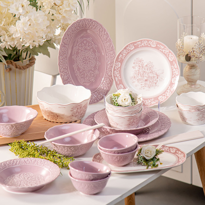 派一摩登家复古陶瓷餐具套装法式浮雕碗碟盘整套家用新婚乔迁礼物,餐饮具,盘,淘宝优惠券,粉丝福利购,淘宝优惠卷