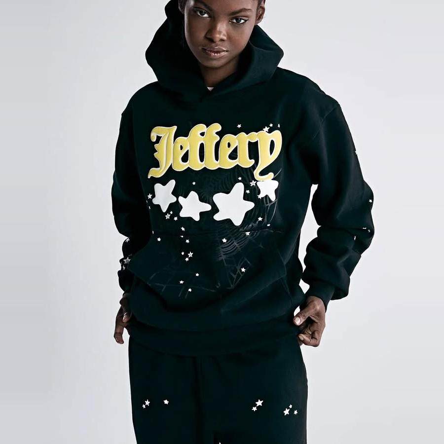 美式潮牌sp5der加绒宽松圆领连帽衫蜘蛛网印花55555宽松套装