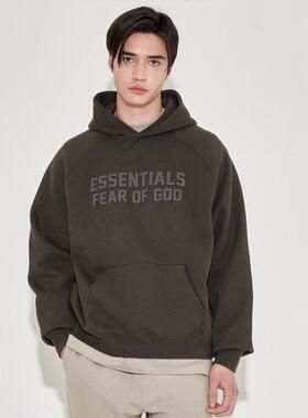 FOG宽松卫衣硅胶印花帽衫ESSENTIALS植绒22SS复线男女同款