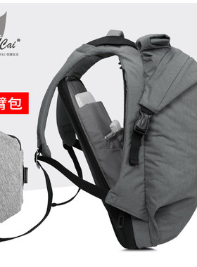 cai法国时尚潮流双肩包 男士大容量背包户外健身运动旅行包防泼水