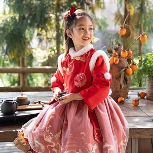 《清仓》女童汉服冬装女孩新年女宝宝过年衣服喜庆拜年服儿童唐装