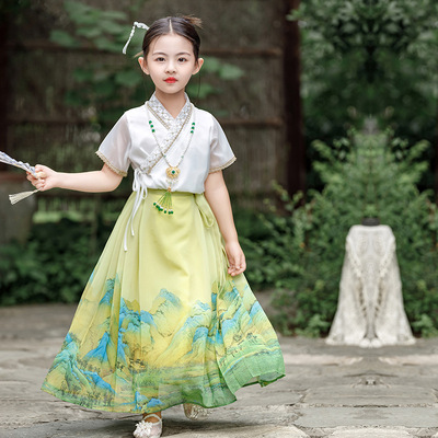 画江山 女童汉服夏款中国风高端超仙马面裙女孩国风中式连衣裙