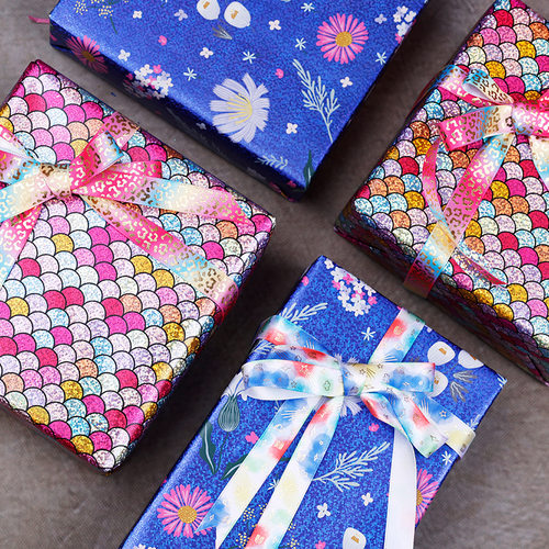 43cm宽亚马逊新品镭射纸炫彩大尺寸卷装生日礼物节日礼品包装纸3M