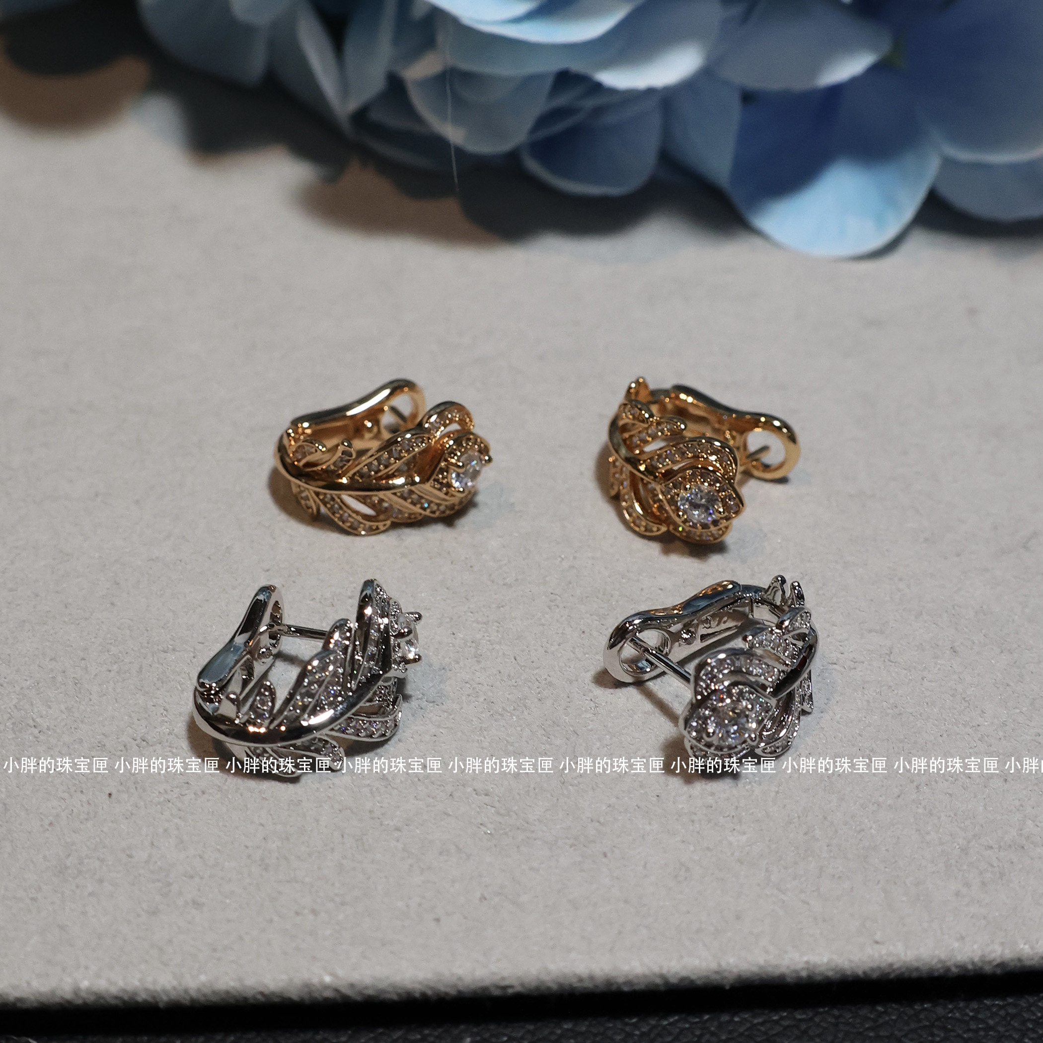 珠宝级工艺一体式耳针羽毛耳环