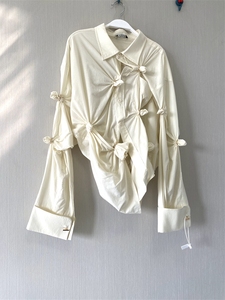 老江 法式花苞扭结奶油公主衬衫女设计感小众独特别致小衫