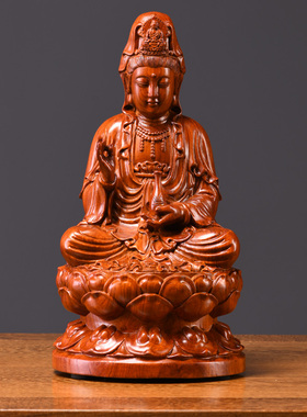 黑檀木雕坐莲观音菩萨