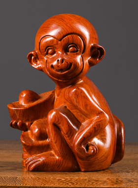花梨木猴子雕刻摆件十二生肖