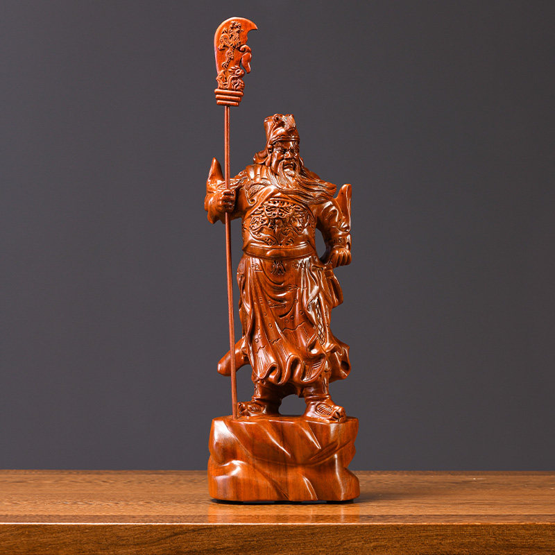 花梨木雕关公像摆件客厅大号实木质武财神供奉实木头关羽神像商铺