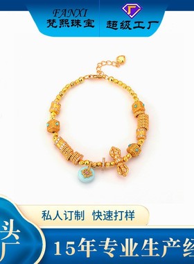 小红书爆款S925银镀金盘缠手链女镶嵌金刚杵时尚高级手链 工厂