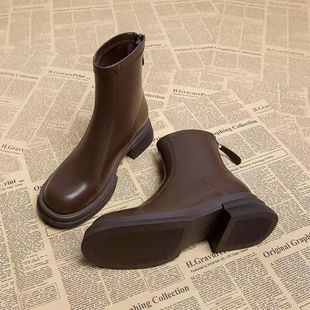 软皮短靴秋冬英伦2025超火炸街马丁靴子棉靴舒适耐磨短筒保暖女靴