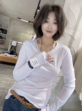 薄款棉女百搭长袖贴标