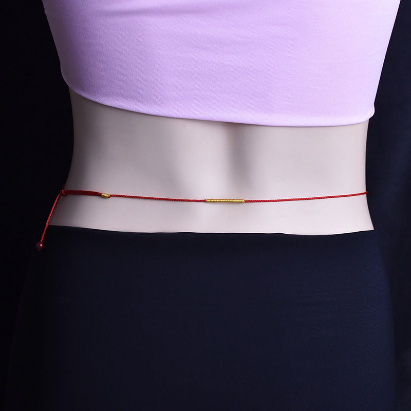超细红绳腰链朱砂本命年如意平安男女手工编织佩戴腰带绳性感简约