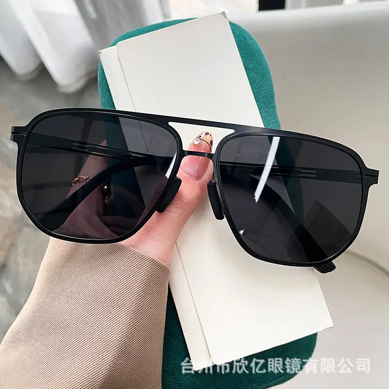 新款潮流大框太阳镜金属双梁遮阳夜视眼镜骑行痞帅偏光驾驶男墨镜