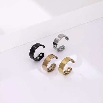 不锈钢磁石戒指刻字Calmi磁性开口止鼾指环冥想平静时尚饰品