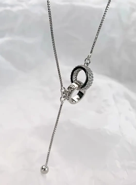 环扣流苏项链2023年新款女高级设计感小众锁骨链轻奢毛衣链