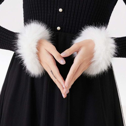 女款半手指毛绒假袖子