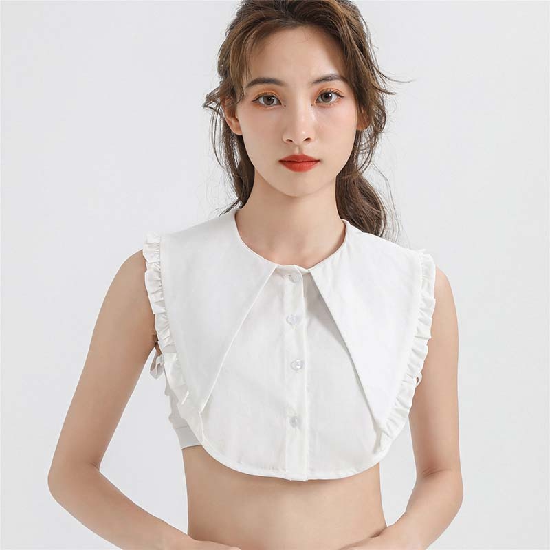 春秋冬季木耳边大尖领韩版女