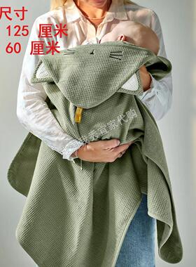 宜家国内代购 古威瓦 带帽婴儿毛巾 绿色60x125厘米 纯棉柔软干发