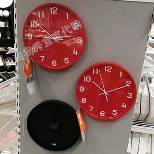 宜家国内代购 普鲁提 挂钟直径28厘米 现代简约客厅百搭圆形钟表