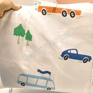 宜家国内代购 贝里芬克 床上用品3件套含收纳袋多色车辆/道路图案