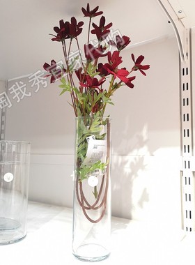 宜家国内代购 思米加 人造花 波斯菊 深红色 淡紫色65cm仿真假花