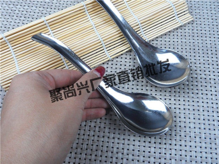 加厚 指南针汤匙餐具不锈钢长柄创意可爱大圆勺调羹勺