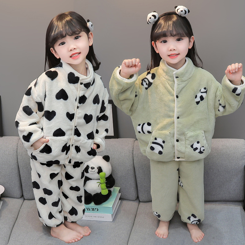 韩版法兰绒秋冬卡通家居服舒适