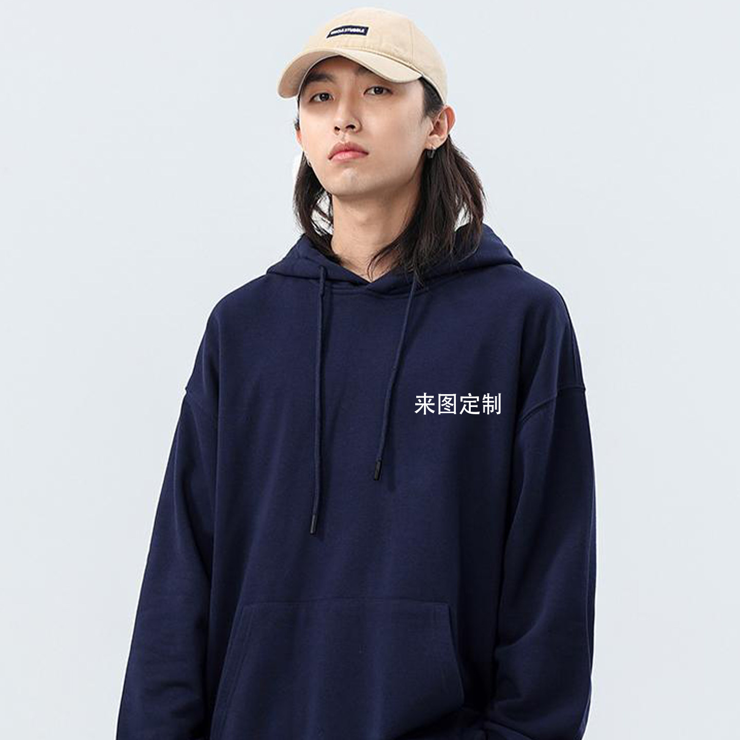 重磅毛圈落肩双层帽口袋卫衣班服文化衫团服logo来图定制