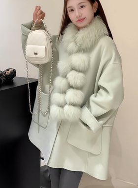 TOO家-款羊毛外套(配可拆卸真狐狸毛毛领)(含68.8澳毛)25685542GY