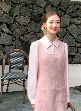 UONE-26年春上新清新淡雅气质小香风Miu系衬衫+连衣裙套装263122A