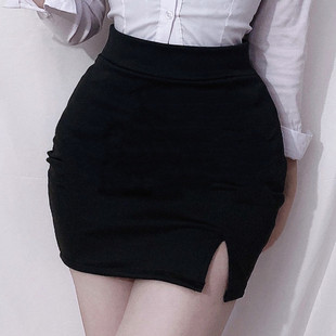 御姐裙ol职业办公秘书工作服开叉无内衬包臀裙勾魂短裙独特半身裙