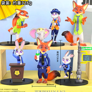 疯狂动物城手办盲盒交警兔子朱迪狐尼克手办公仔桌面摆件玩具模型